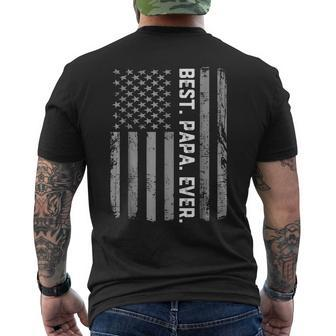 Best Papa Ever Vintage American Flag T Mens Back Print T-shirt - Seseable