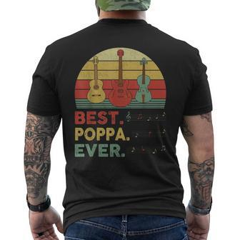 Best Poppa Ever Vintage Guitarist Guitar Lovers Gifts Gift For Mens Mens Back Print T-shirt | Mazezy