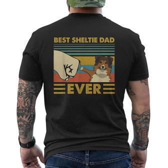 Best Sheltie Dad Ever Retro Vintage Sunset V2 Men's T-shirt Back Print - Seseable
