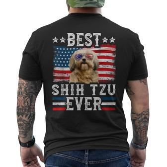 Best Shih Tzu Ever American Flag 4Th Of July Mens Back Print T-shirt - Seseable