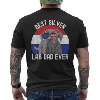 Best Silver Lab Dad Ever Vintage Patriotic American Flag V2 Men's T-shirt Back Print - Seseable