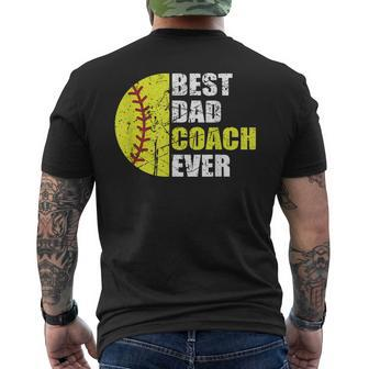 Mens Best Softball Dad Coach Ever Retro Father Softball Coach Dad Men's T-shirt Back Print - Seseable