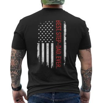 Best Stepdad Ever With Us American Flag For Fathers Day Gift For Mens Mens Back Print T-shirt - Seseable
