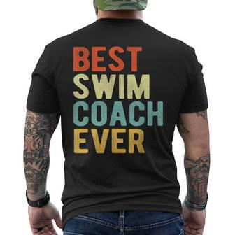 Best Swim Coach Ever Swimming Coach Swim Teacher Retro Mens Back Print T-shirt - Seseable
