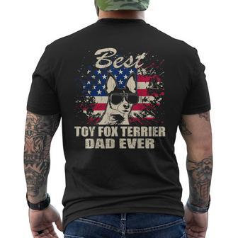Best Toy Fox Terrier Dad Ever American Flag Vintage Men's Back Print T-shirt | Mazezy