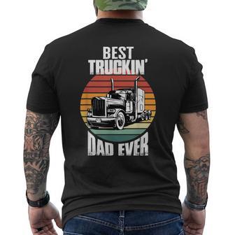 Best Truckin Dad Ever Retro Trucker Dad Funny Fathers Day Mens Back Print T-shirt - Seseable