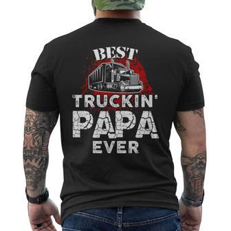 Mens Best Truckin Papa Ever Trucker Grandpa Men's T-shirt Back Print - Seseable