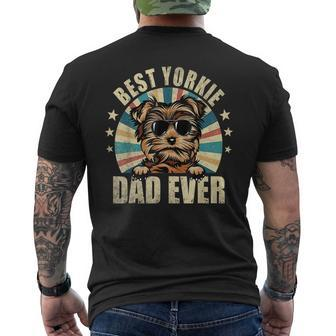 Mens Best Yorkie Dad Ever Dog Vintage Yorkshire Terrier Men's T-shirt Back Print - Seseable