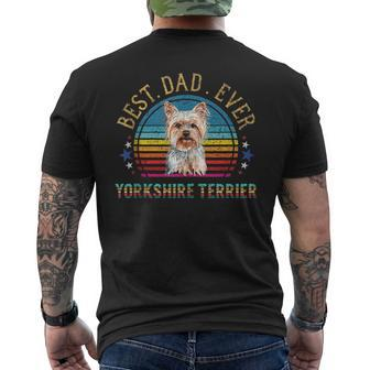 Mens Best Yorkshire Terrier Dog Dad Retro Vintage Yorkie Fun Men's T-shirt Back Print - Seseable