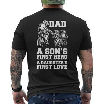 Bicer Dad Hero First Love Dirt Bike Rider Motocross Men's T-shirt Back Print - Seseable