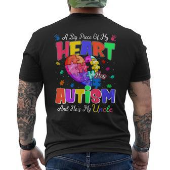 A Big Piece Of My Heart Has Autism And Hes My Uncle Men's Back Print T-shirt | Mazezy DE