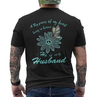 A Big Piece Of My Heart Lives In Heaven And He Is My Husband Men's Back Print T-shirt | Mazezy