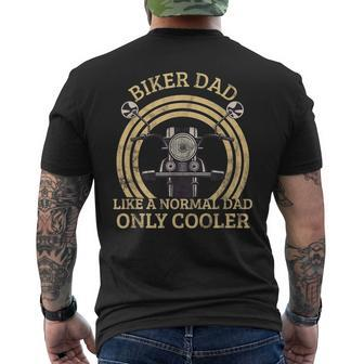 Biker Dad Motorcycle Dad Grandpa Fathers Day Men's Back Print T-shirt | Mazezy