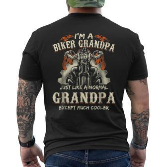 Mens Im A Biker Grandpa Cool Fathers Day Shirt For Grandpa Men's Back Print T-shirt | Mazezy