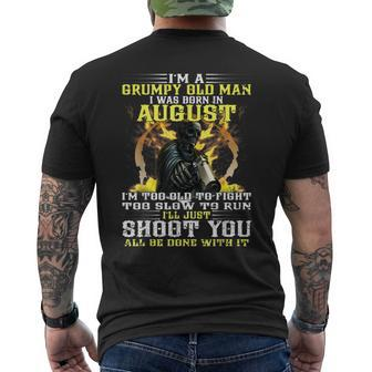 Birthday Man Im A Grumpy Old Man I Was Born In August Men's Back Print T-shirt | Mazezy AU