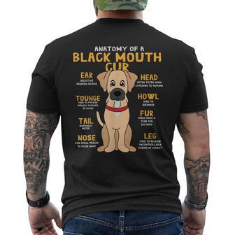 Black Mouth Cur Anatomy Of Dog Mom Dad Men's Back Print T-shirt | Mazezy
