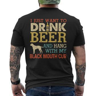 Black Mouth Cur Dad Drink Beer Hang With Dog Vintage Men's T-shirt Back Print - Seseable