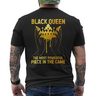 Black Queen The Most Powerful Piece Black History Melanin Men's T-shirt Back Print - Seseable