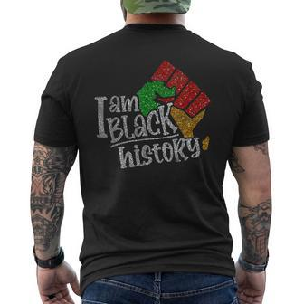 I Am Black History Melanin Junenth Black Pride Fist Men's T-shirt Back Print - Seseable