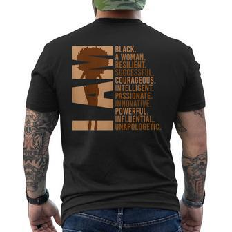I Am Black Woman Black History Month Unapologetically Men's T-shirt Back Print - Seseable
