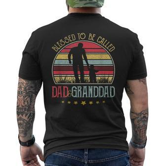 Mens Blessed To Be Called Dad And Granddad Vintage Fathers Day Men's T-shirt Back Print - Seseable