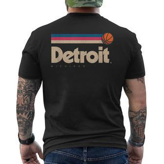 Blue Detroit Basketball B-Ball City Michigan Retro Detroit Men's T-shirt Back Print - Seseable
