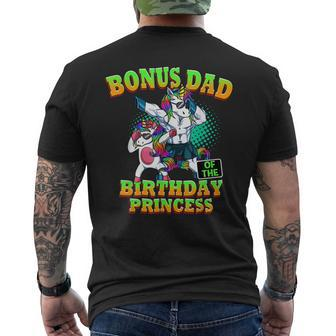 Bonus Dad Of The Birthday Princess Girl Dabbing Unicorn Mens Back Print T-shirt | Mazezy