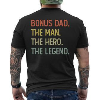 Bonus Dad The Man The Hero The Legend Mens Back Print T-shirt - Seseable
