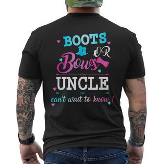 Boots Or Bows This Uncle Cant Wait To Know Funny Gender Reve Mens Back Print T-shirt | Mazezy