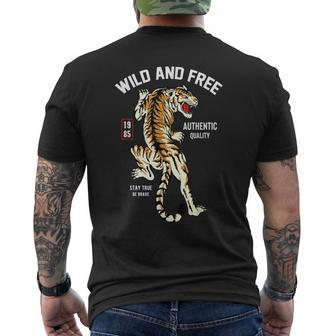 Born In 1985 Tiger Wild Free Cool 35Th Birthday Vintage Men's Back Print T-shirt | Mazezy