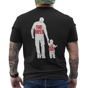 The Boss The Real Boss Fathers Day Dad Son Daughter Matching Men's Back Print T-shirt | Mazezy