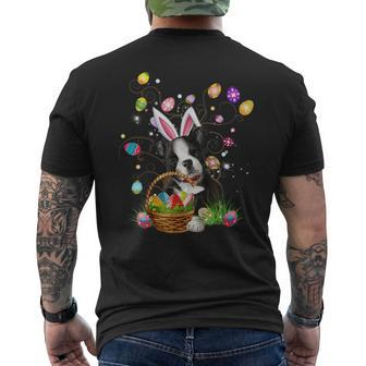 Boston Terrier Pet Dog Hunting Egg Tree Bunny Easter Day Men's Back Print T-shirt | Mazezy