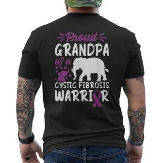 Brave I Grandpa I Cystic Fibrosis I Ribbon & Elephant Gift For Mens Mens Back Print T-shirt | Mazezy
