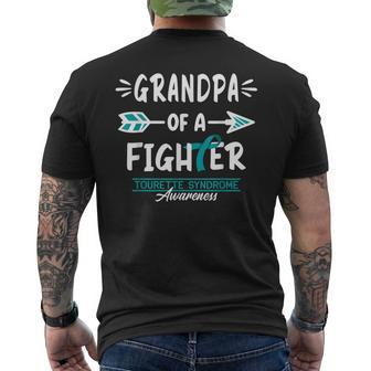 Brave I Grandpa I Tourette Syndrome Awareness I Teal Ribbon Gift For Mens Mens Back Print T-shirt | Mazezy