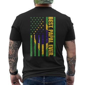 Brazilian Dad Announcement Usa Flag Brazil Best Papai Ever Gift For Mens Mens Back Print T-shirt - Seseable