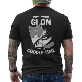 Brazilian Jiu Jitsu Fighting Cat Put Your Gi On Its Cuddle Men's T-shirt Back Print - Seseable