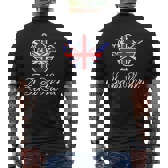 British Tea Uk Teapot Union Jack Flag Tea Pun Men's Back Print T-shirt | Mazezy
