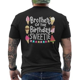Brother Of The Birthday Sweetie Ice Cream Matching Family Men's Back Print T-shirt | Mazezy