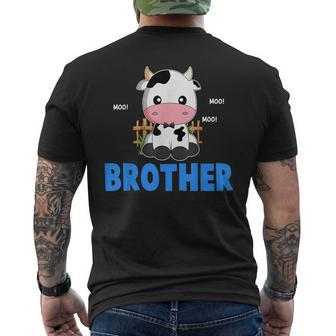 Brother Cow Cute Cow Farmer Birthday Matching Family Men's T-shirt Back Print - Seseable