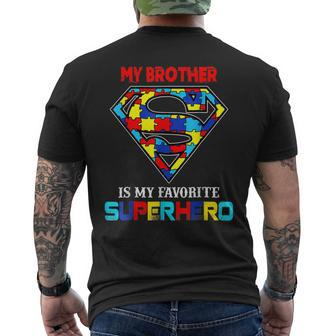 My Brother Is My Favorite Superhero Autism Awareness Men's Back Print T-shirt | Mazezy