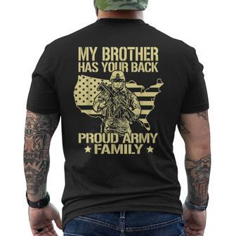 My Brother Has Your Back Proud Army Family Military Sibling Men's T-shirt Back Print - Seseable
