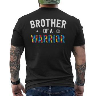 Brother Of A Warrior Family Bro World Autism Awareness Day Men's Back Print T-shirt | Mazezy