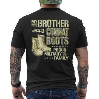 My Brother Wears Combat Boots - Proud Military Sibling Men's T-shirt Back Print - Seseable