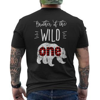 Brother Of The Wild One Bear Lumberjack 1St Birthday Men's T-shirt Back Print - Seseable