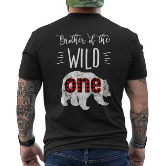 Brother Of The Wild One Shirt Bear Lumberjack 1St Birthday Men's Back Print T-shirt | Mazezy
