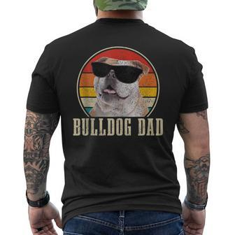 Mens Bulldog Dad Vintage Sunglasses Dog English Bulldog Men's T-shirt Back Print - Seseable