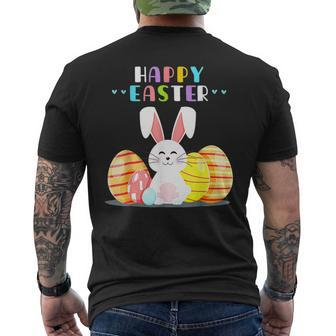 Bunny Pastel Spring Hunt Eggs Rabbit Happy Easter Day Outfit Men's T-shirt Back Print - Seseable