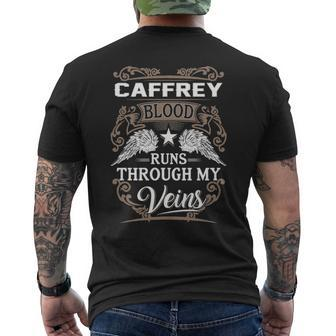 Caffrey Name Gift Caffrey Blood Runs Through My Veins V2 Mens Back Print T-shirt - Seseable