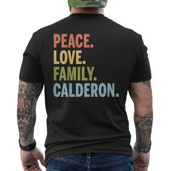 Calderon Last Name Peace Love Family Matching Mens Back Print T-shirt - Seseable