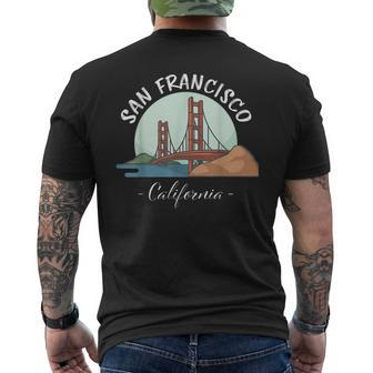 California - San Francisco Golden Gate Bridge Souvenir Men's Back Print T-shirt | Mazezy